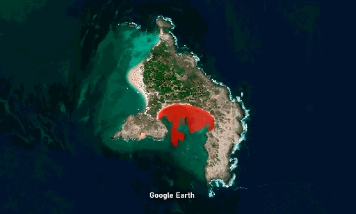 Imagen de la Praia da Ferradura en Google Earth