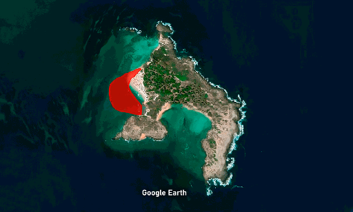 Imagen del Fondeadero de Buques en la Isla de Santo Aleixo en Google Earth