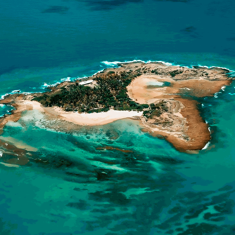 Vista de drone de la isla de Santo Aleixo