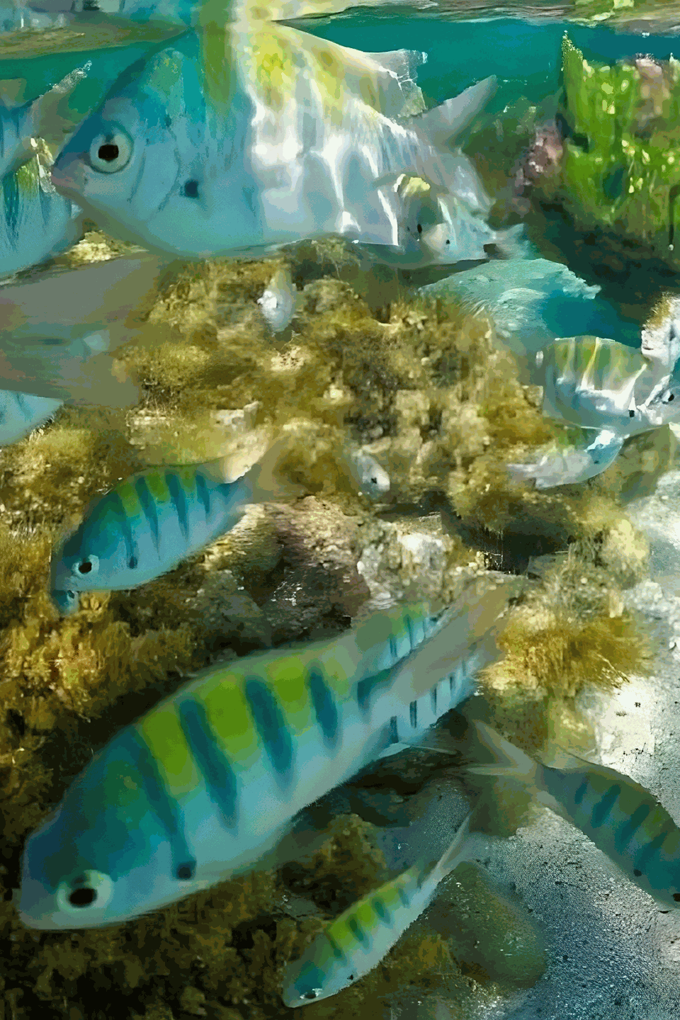 Peixes coloridos na ilha de santo aleixo